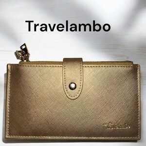 Travelambo Gold RFID Blocking Double Snap and  Zipper Slim Wallet with ID Window